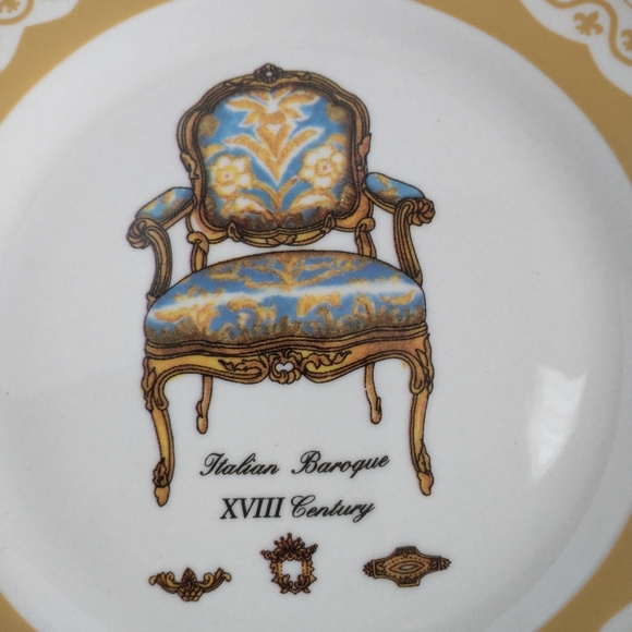 4 Plates ANTIQUE CHAIRS Dessert NIB - Picture 3 of 14